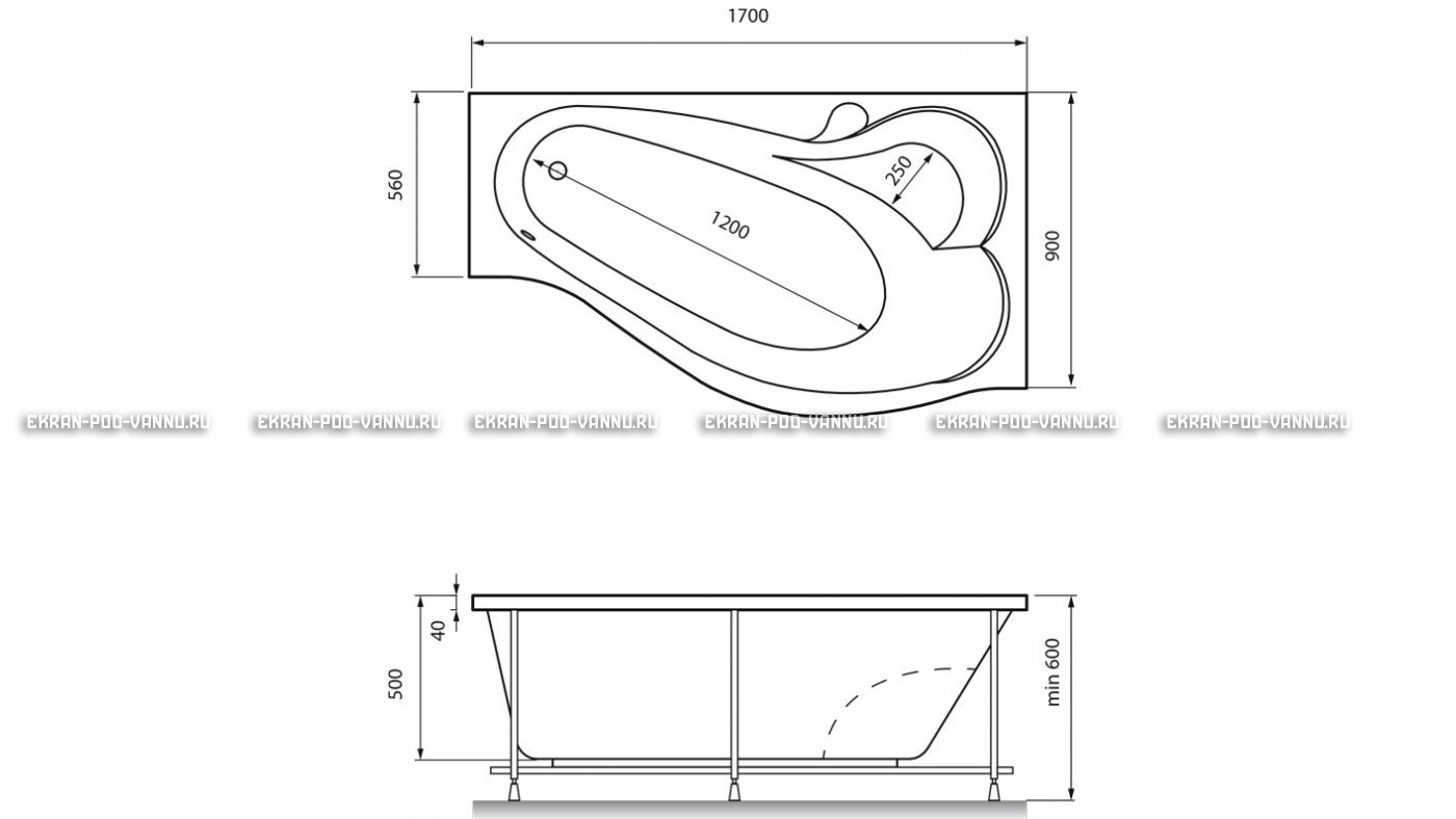 Акриловая ванна Relisan Isabella 170x90x60 – купить по цене 24130 руб. в интернет-магазине в городе Пермь картинка 13