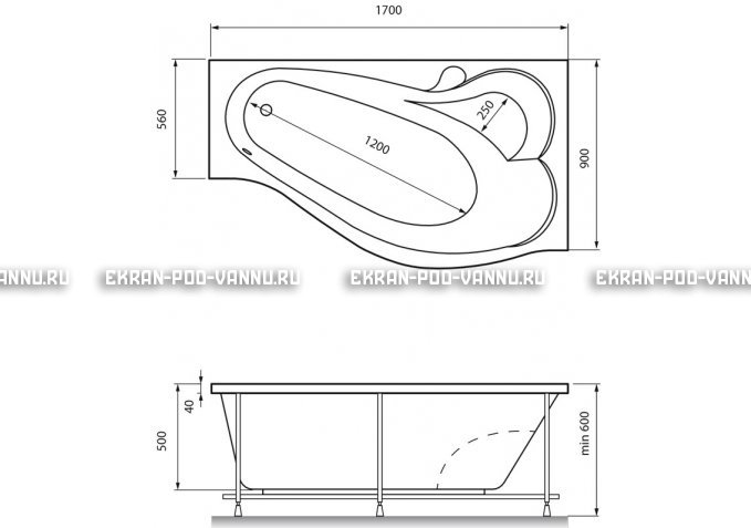Акриловая ванна Relisan Isabella 170x90x60 – купить по цене 24130 руб. в интернет-магазине в городе Пермь картинка 4