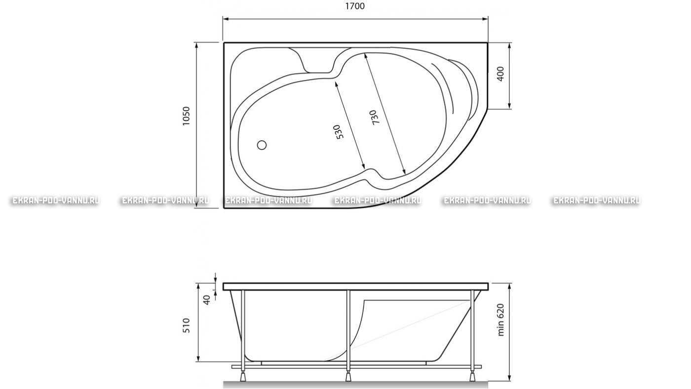 Акриловая ванна Relisan Sofi 170x105 – купить по цене 23480 руб. в интернет-магазине в городе Пермь картинка 13