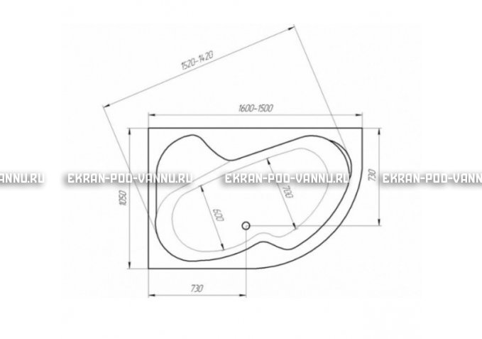 Акриловая ванна 1MarKa Aura 150x105 – купить по цене 16250 руб. в интернет-магазине в городе Пермь картинка 3