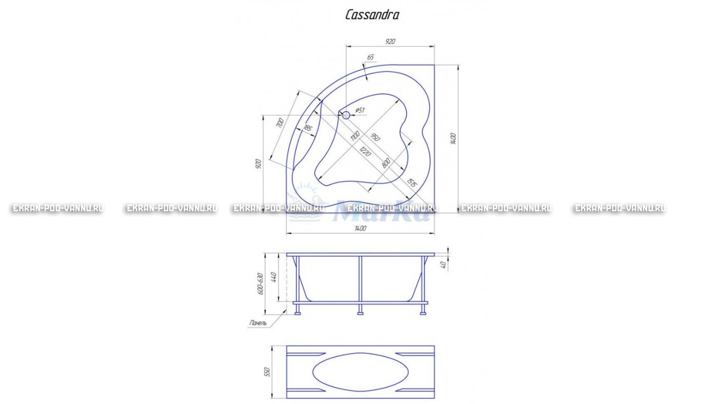 Акриловая ванна 1MarKa Cassandra 140x140 – купить по цене 18620 руб. в интернет-магазине в городе Пермь картинка 19