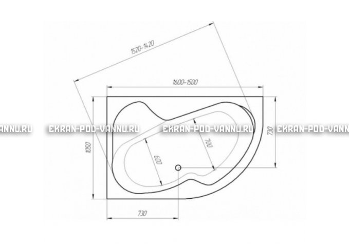 Акриловая ванна 1MarKa Imago 160x105 – купить по цене 16700 руб. в интернет-магазине в городе Пермь картинка 3