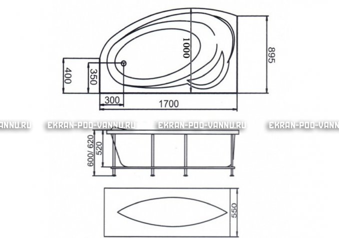 Акриловая ванна 1MarKa Julianna 170x100 – купить по цене 21320 руб. в интернет-магазине в городе Пермь картинка 3