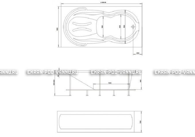 Акриловая ванна 1MarKa Taormina 180x90 – купить по цене 17670 руб. в интернет-магазине в городе Пермь картинка 3