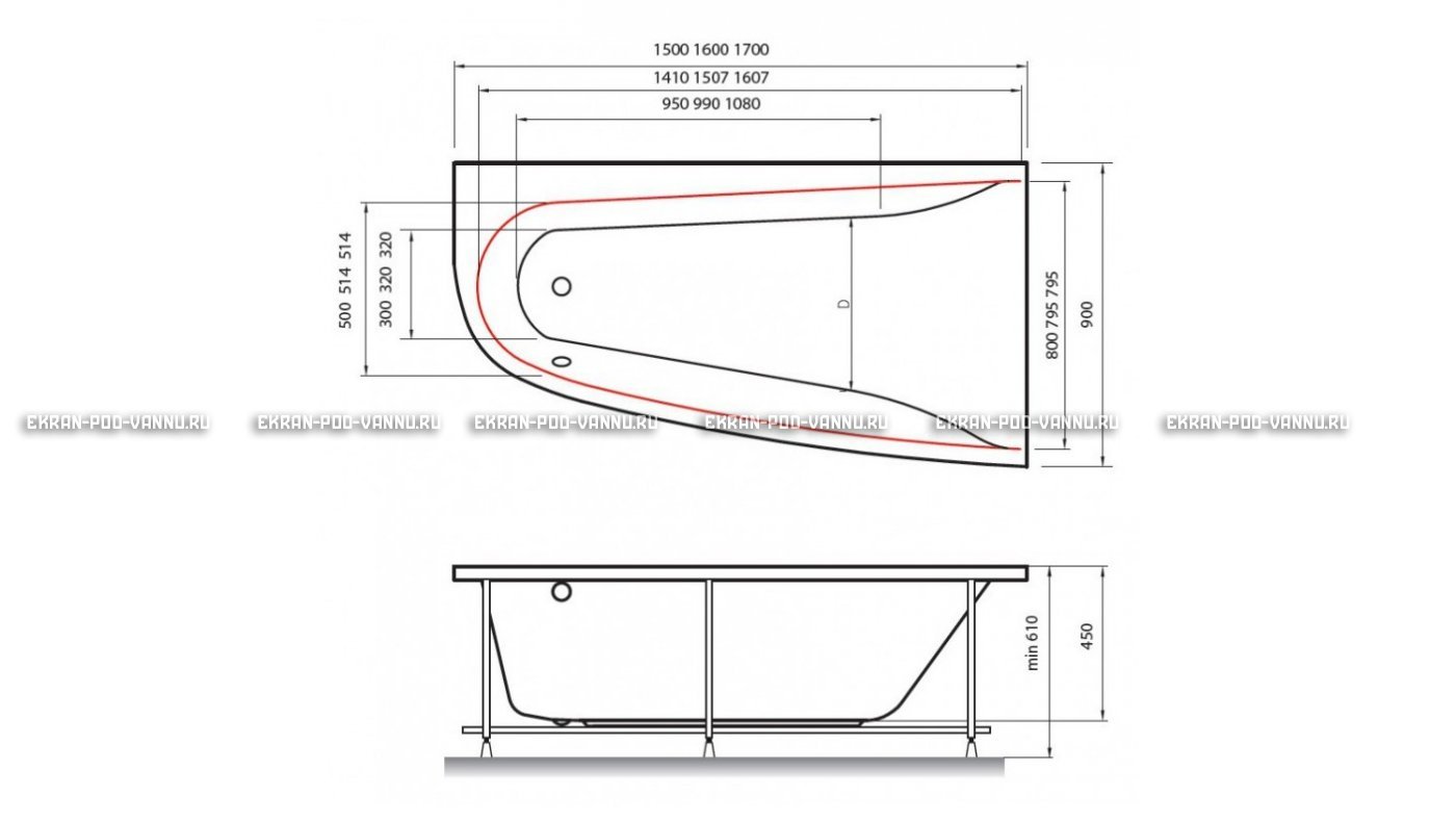 Акриловая ванна Vayer Boomerang 150x90 – купить по цене 42270 руб. в интернет-магазине в городе Пермь картинка 10