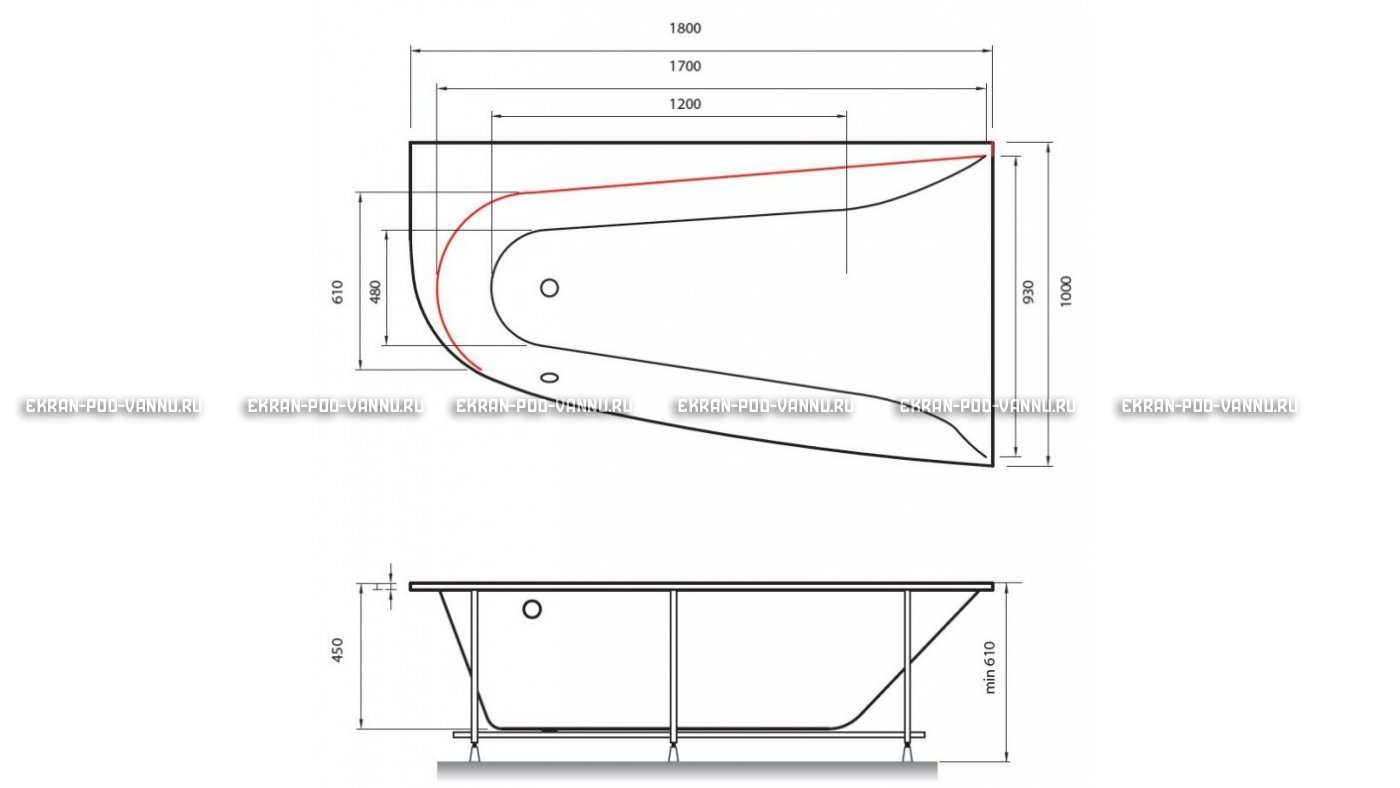 Акриловая ванна Vayer Boomerang 180x100 – купить по цене 53030 руб. в интернет-магазине в городе Пермь картинка 13