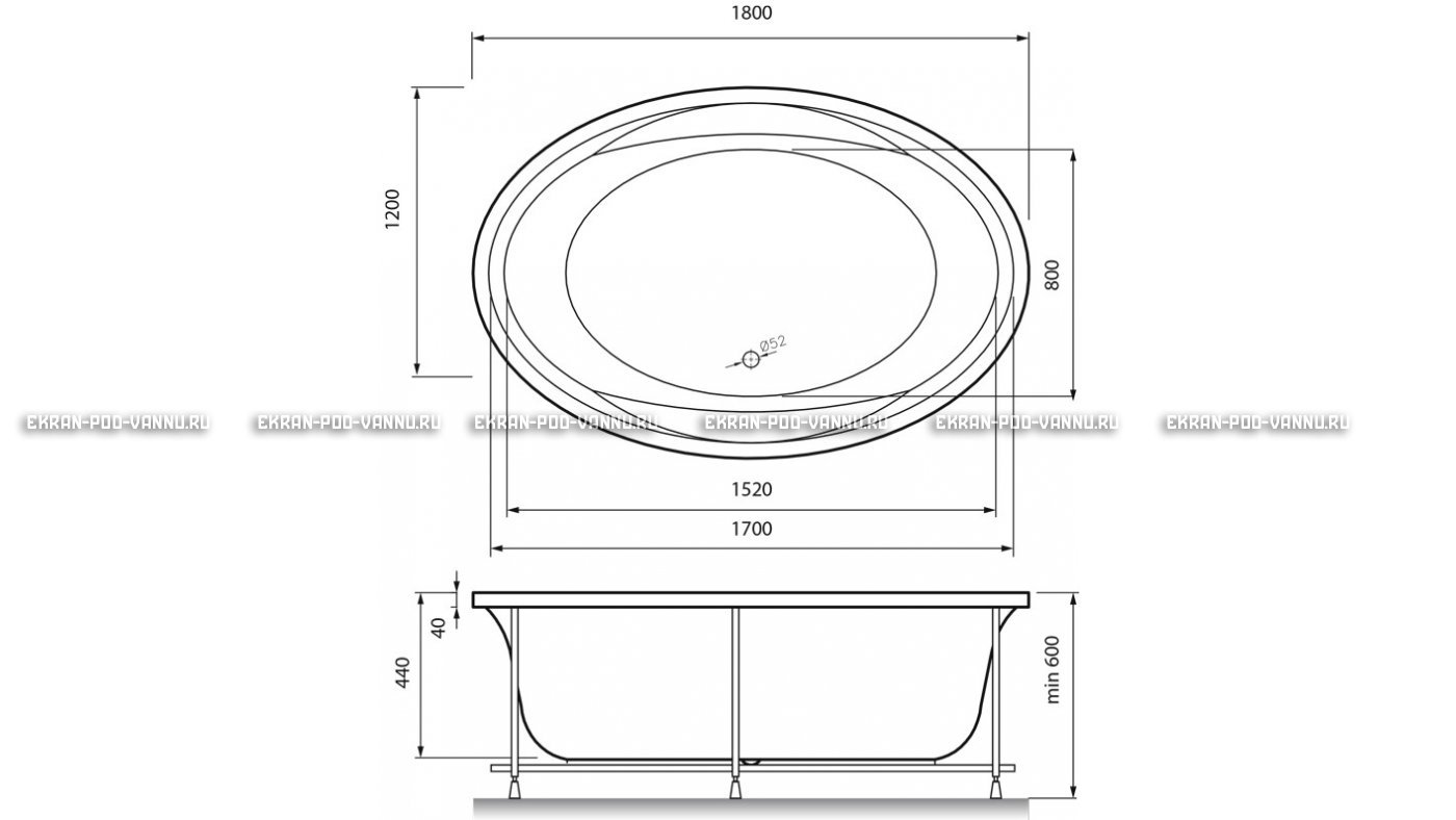 Акриловая ванна Vayer Opal 180x120 – купить по цене 33850 руб. в интернет-магазине в городе Пермь картинка 13