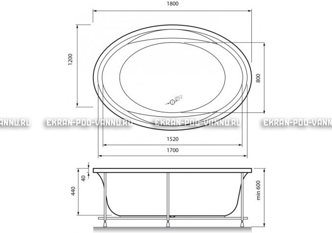 Акриловая ванна Vayer Opal 180x120 – купить по цене 33850 руб. в интернет-магазине в городе Пермь картинка 4