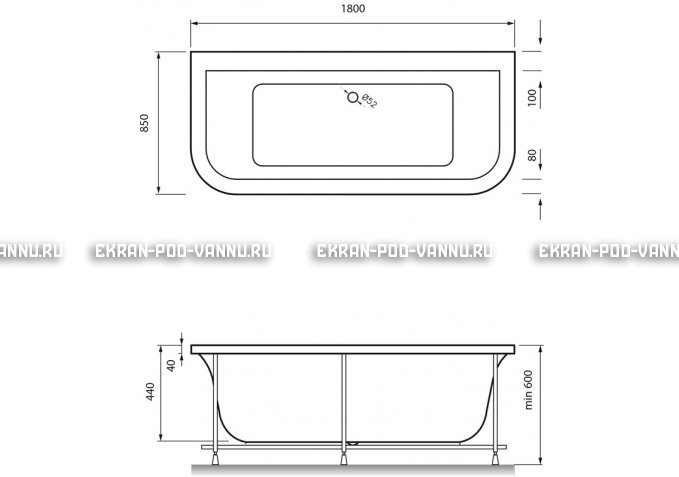 Акриловая ванна Vayer Options BTW 180x85 – купить по цене 25880 руб. в интернет-магазине в городе Пермь картинка 4